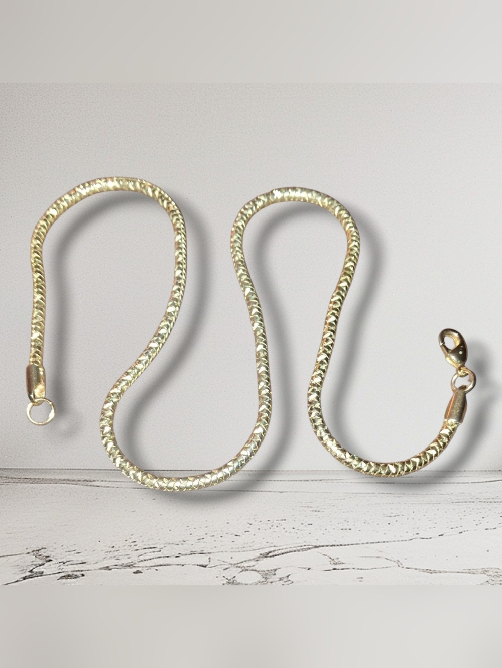 Vintage Gildtone Sparkle Cut Snake Chain Collar Choker Necklace